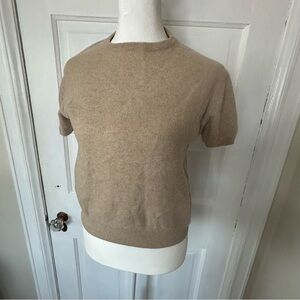 Women's Tan Short Sleeve Cashmere Top
